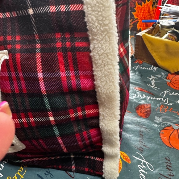 Victorias Secret Plaid Flannel with fur trim - Picture 3 of 10